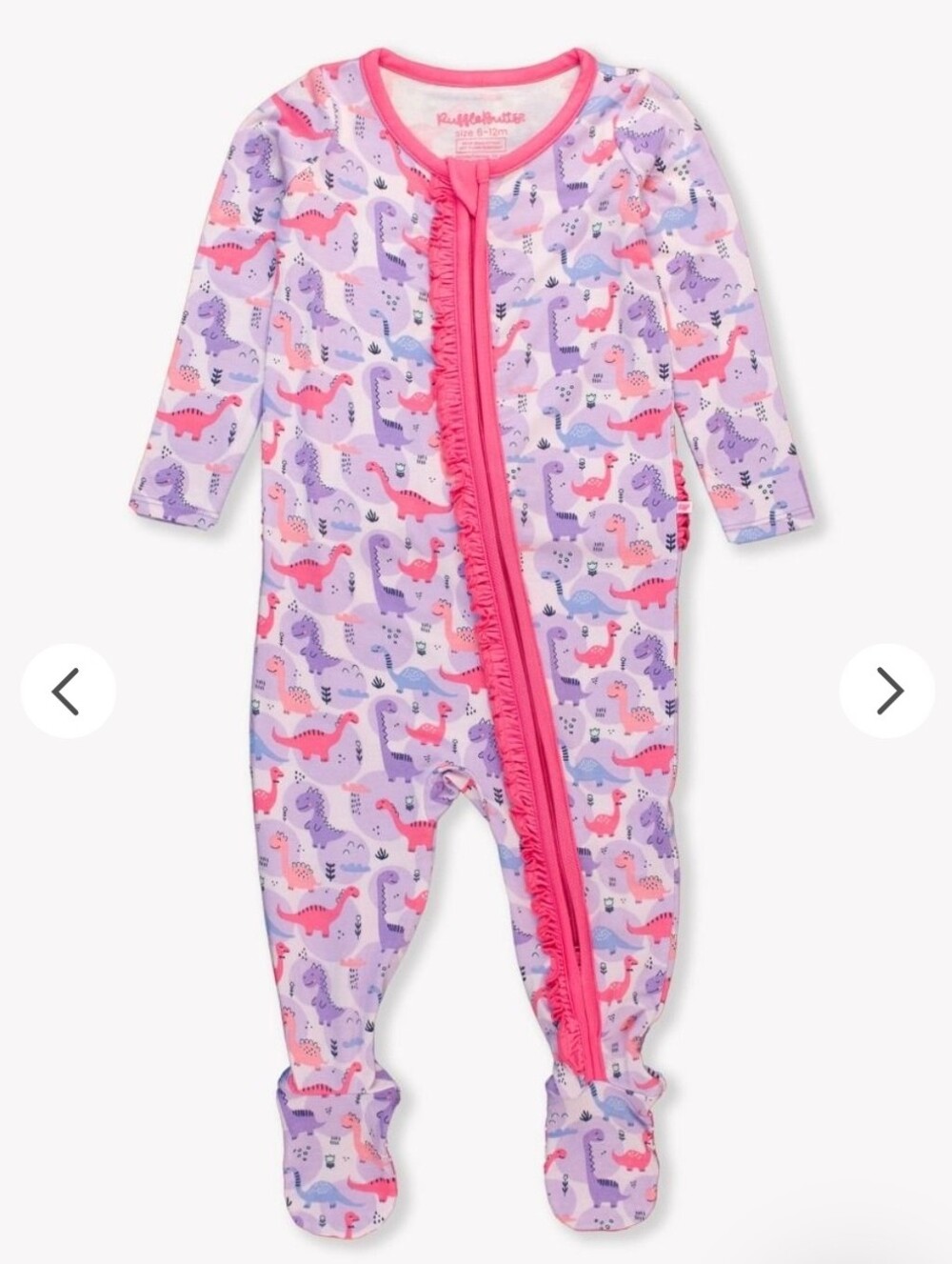 RuffleButts Dino Footed One-Piece Pajama
